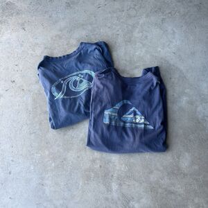 Quiksilver Lot 2 Y2k Navy Tee Shirts Distressed beach grunge skater
